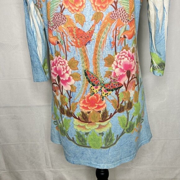 MUSHKA by SIENNA ROSE Sublimated Butterfly Bird Design 3/4 Sleeves Knit Top Sz M - Picture 10 of 10